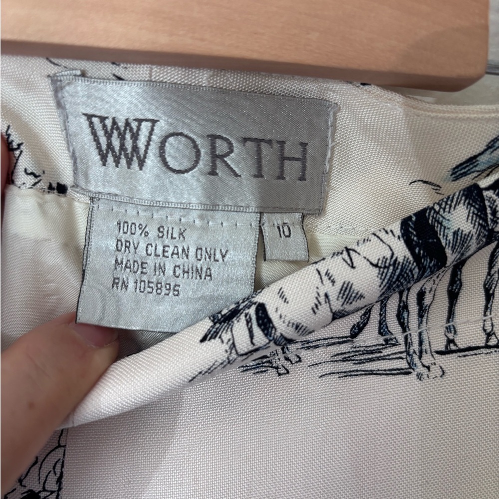 Worth Ivory and Navy Toile Silk Pants - Picture 4 of 4